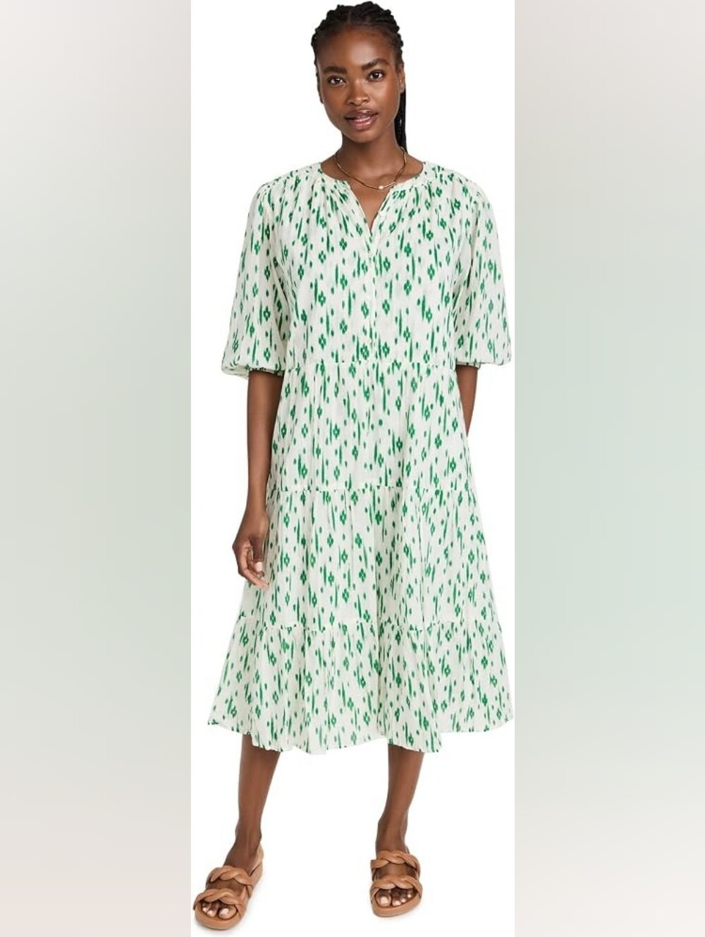 Velvet by Graham & Spencer womens Wendy Ikat Print Tiered Midi Casual Large